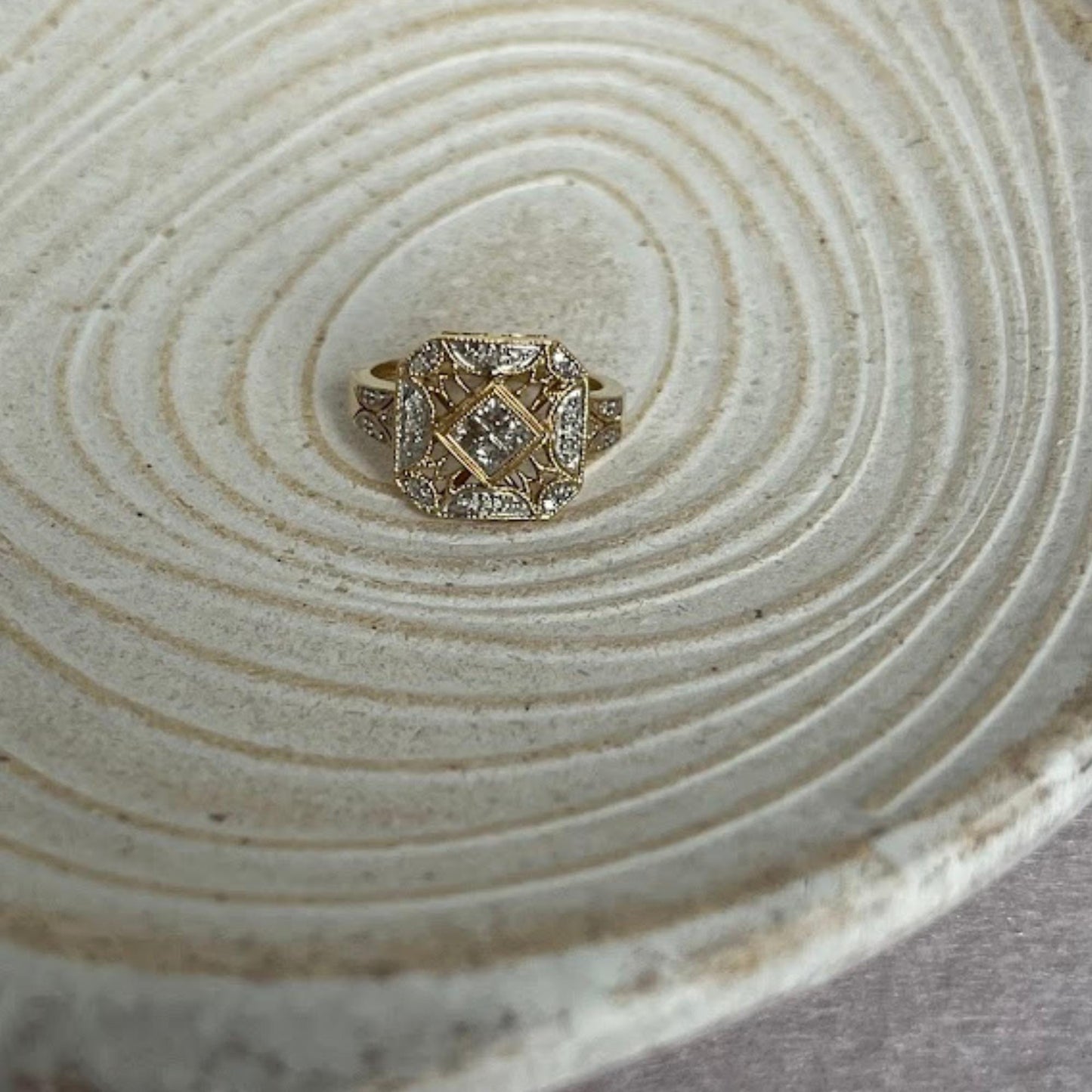 Vintage-Inspired 14K Diamond Cocktail Ring – Art Deco Statement Piece