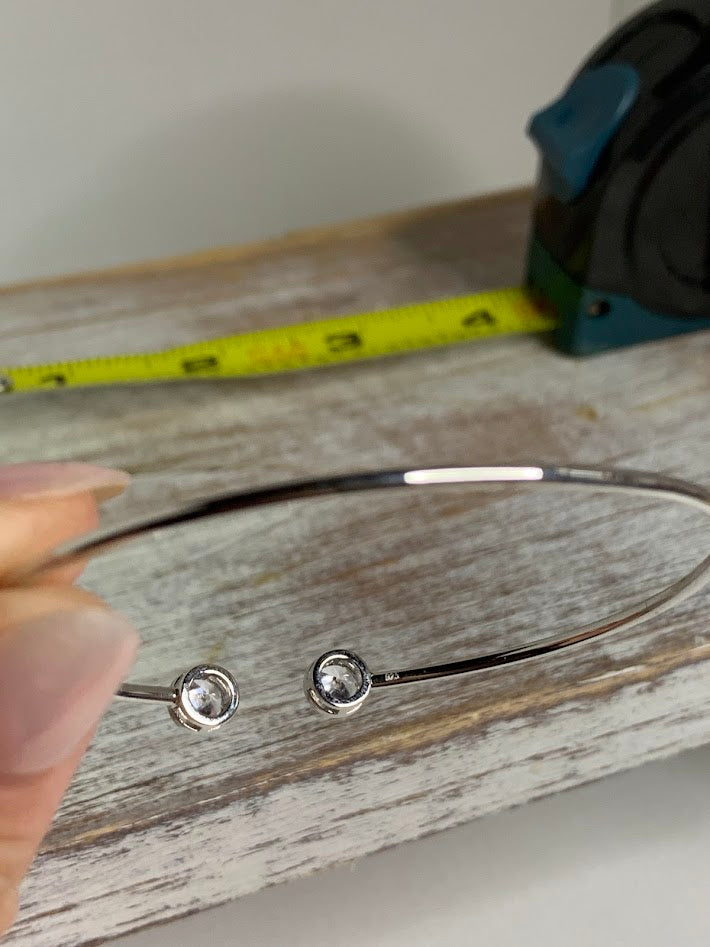 Sterling Silver Bezel Set CZ Cuff