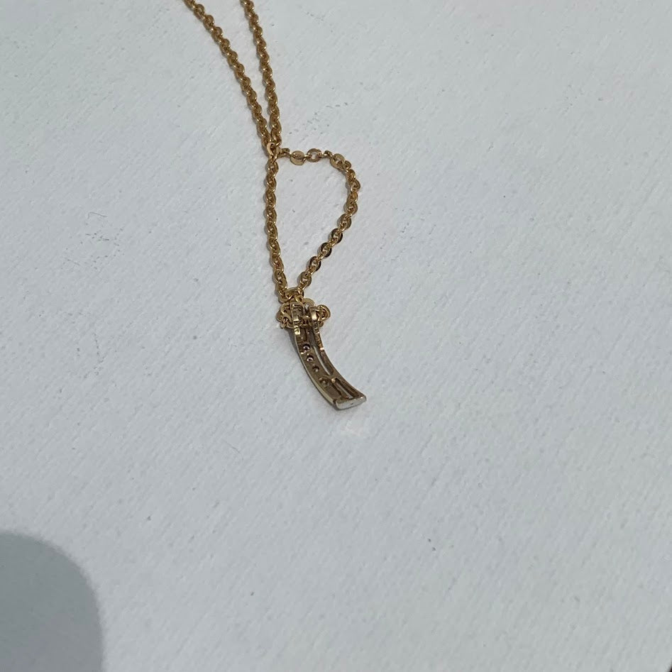 Vintage Solid 8k Gold Curved Pendant | Minimalist Bar Pendant | 333 European Gold