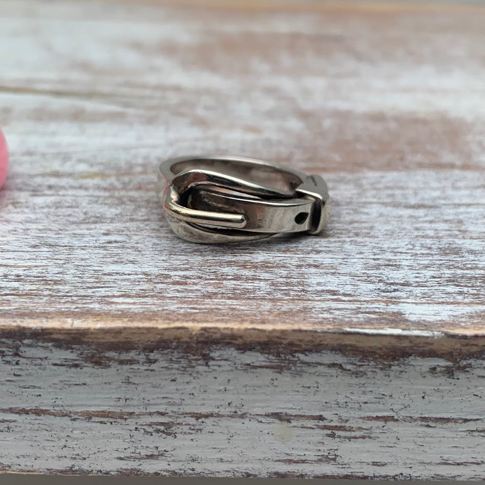 Vintage Heavy Sterling Silver Belt Buckle Ring | Size 5.75