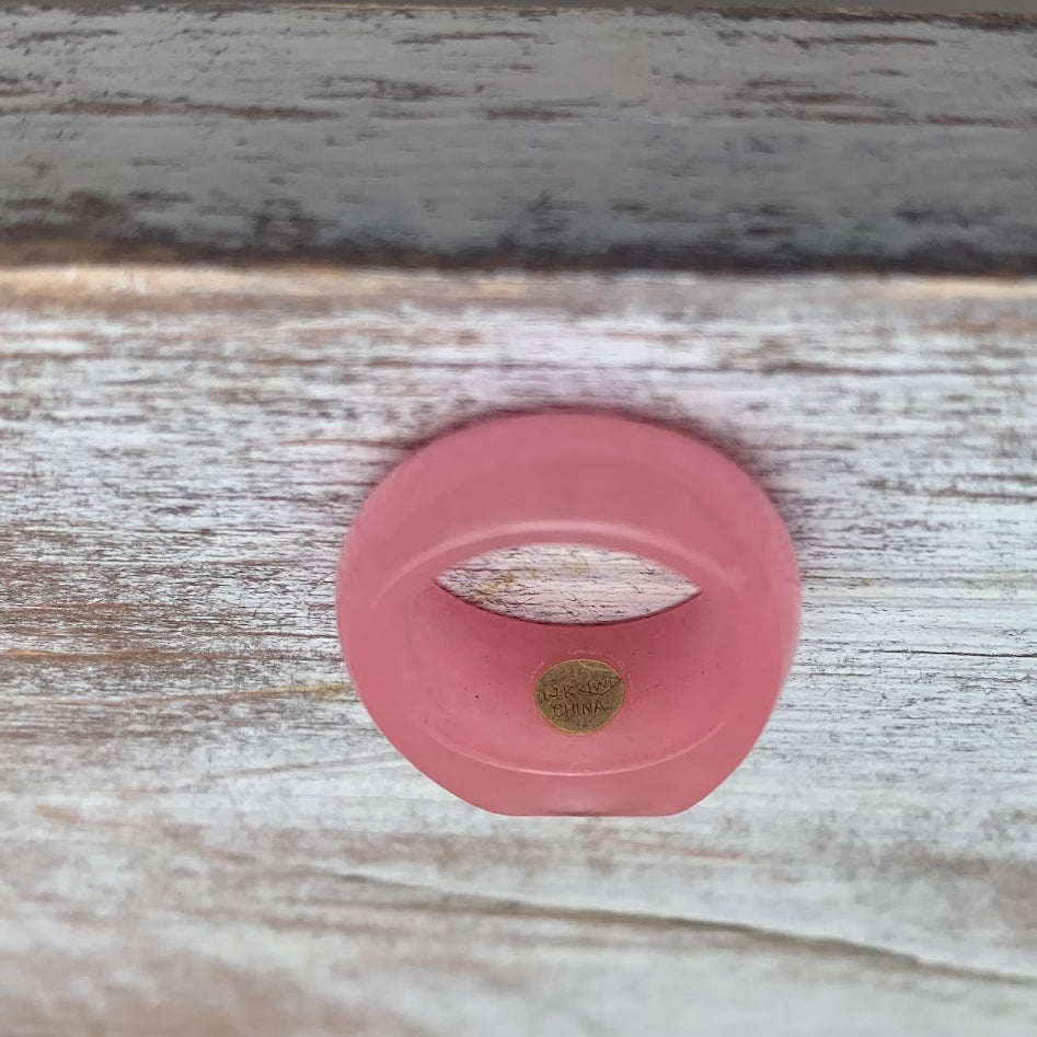 Pink Jade Ring with 14K Gold Bezel | Size 6.75
