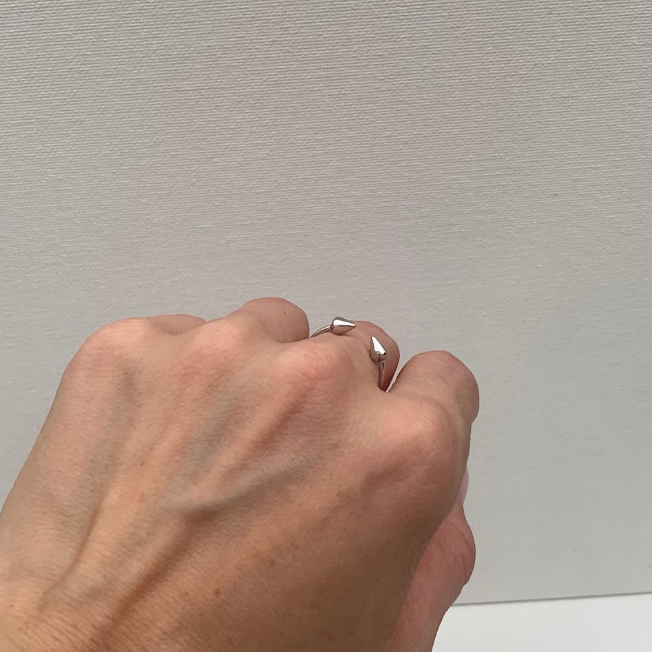 Sterling Silver Spike Open Ring | Minimalist Adjustable Ring