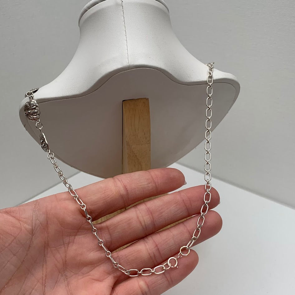 Sterling Silver Reversible Organic Station Necklace | 26.19g