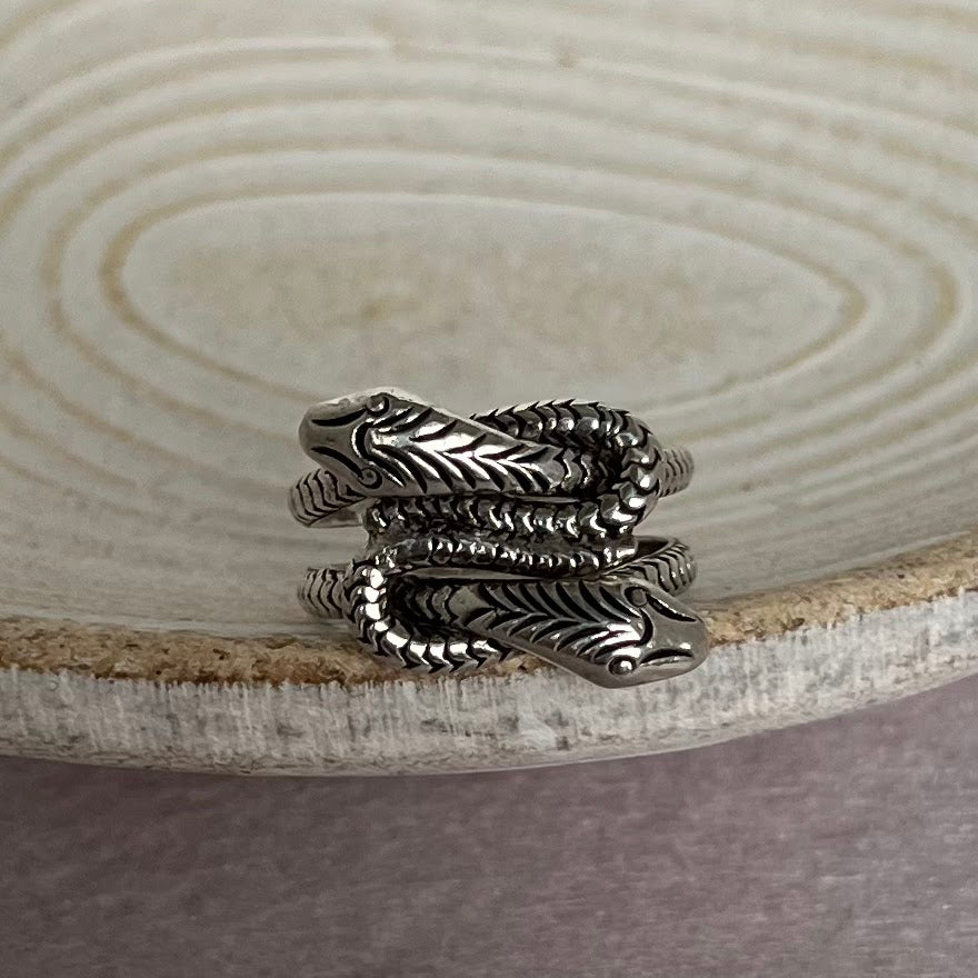 Vintage Sterling Silver Snake Ring | Wrap Serpent Ring | Size 7