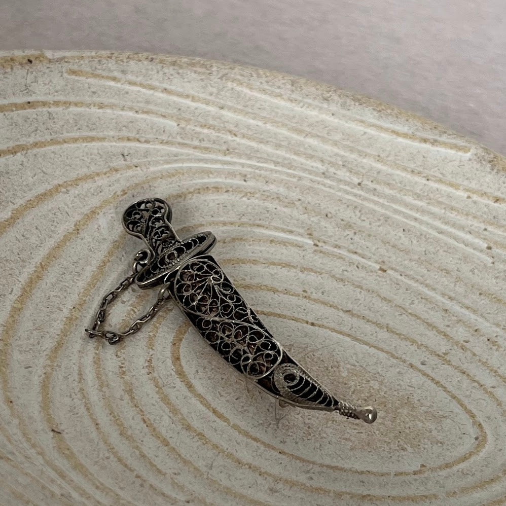 Vintage Sterling Silver Sword & Sheath Brooch