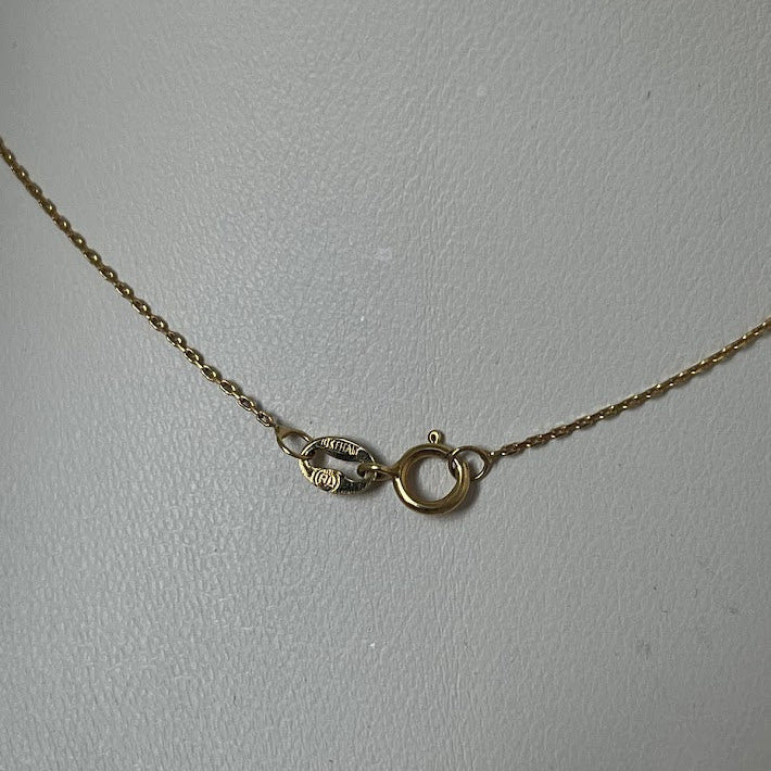 10K Gold Station Necklace - Cubic Zirconia - Made in Italy