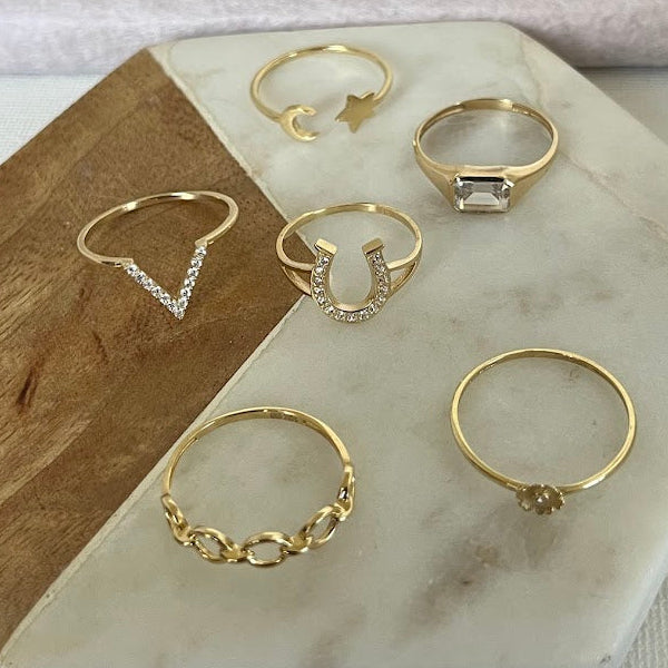 10k Solid Gold Star & Crescent Ring - Size 7