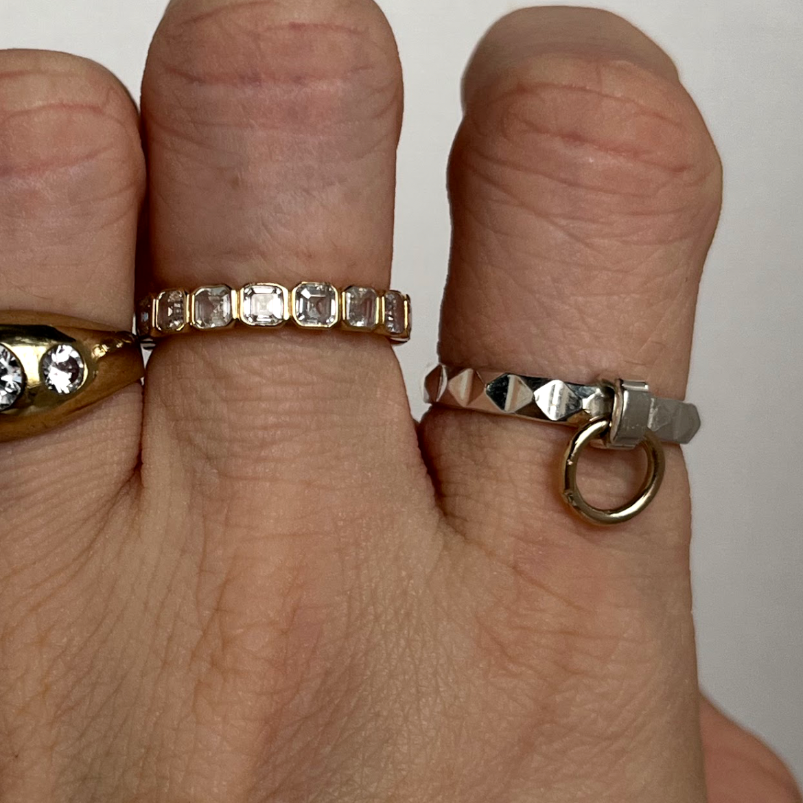 Door Knocker Pyramid Ring - Sterling Silver & 10k Gold