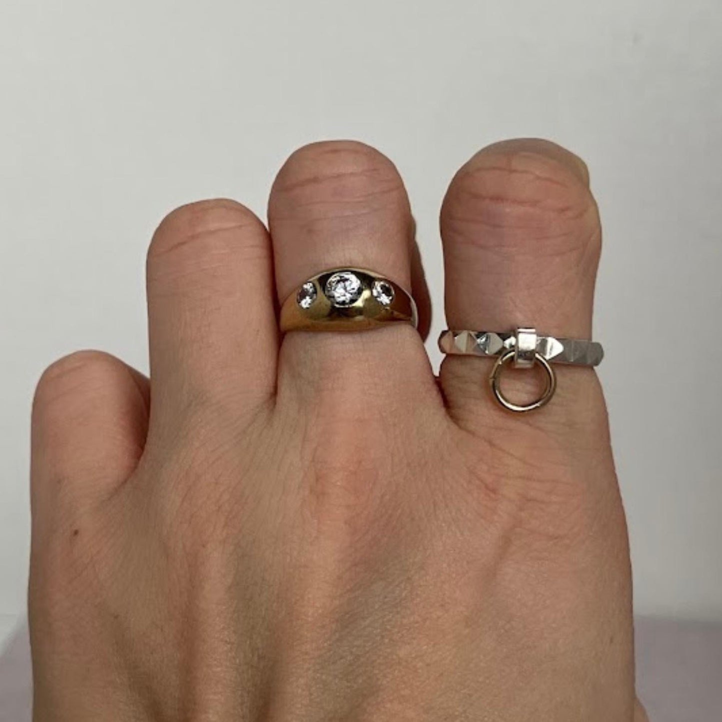 Vintage 8K Gold CZ Accent Ring (Size 54 / US 7) - Made in Germany