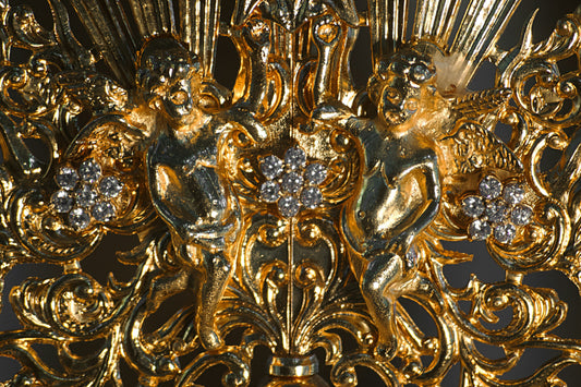 antique ornate gold cherub inlay