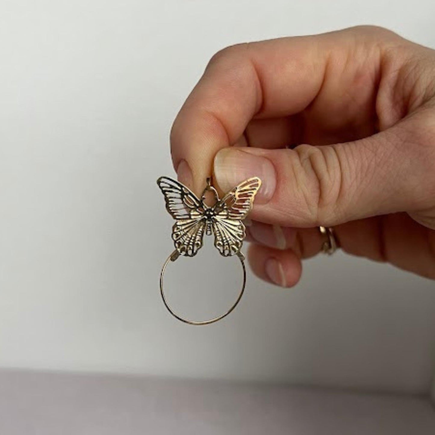 Vintage 14k Yellow Gold Butterfly Charm Holder Pendant – Layering Necklace