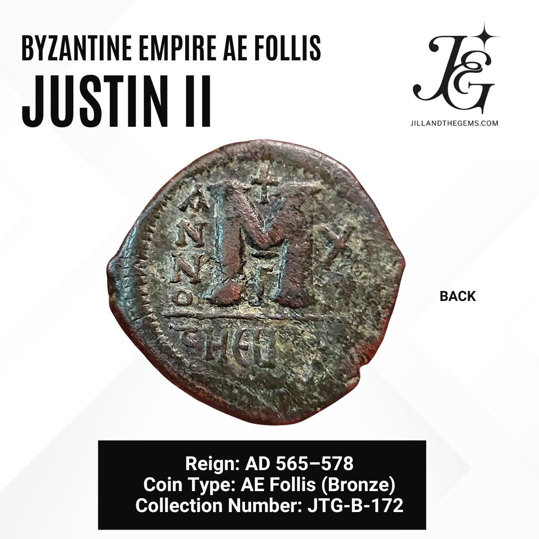 Byzantine Empire AE Follis of Justin II (AD 565–578)