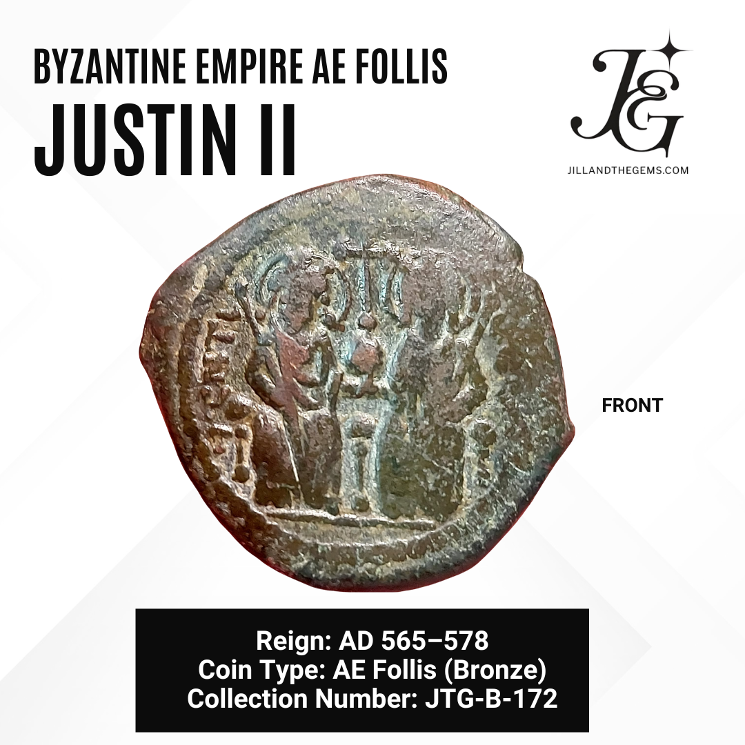 Byzantine Empire AE Follis of Justin II (AD 565–578)