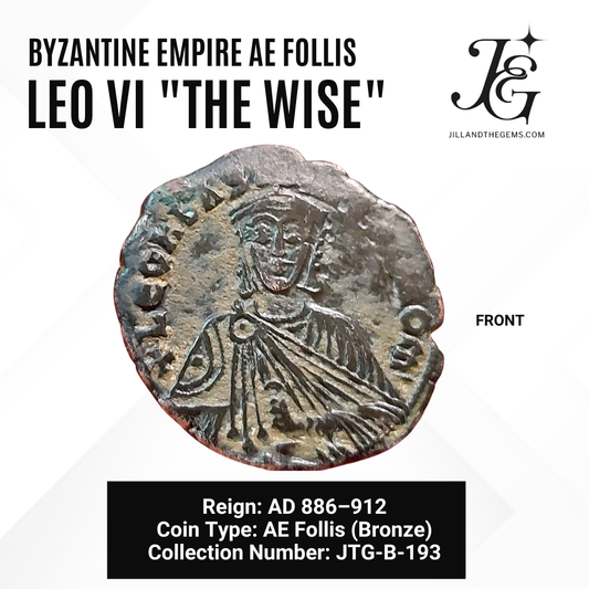 Byzantine Empire AE Follis of Leo VI "The Wise" (AD 886–912)
