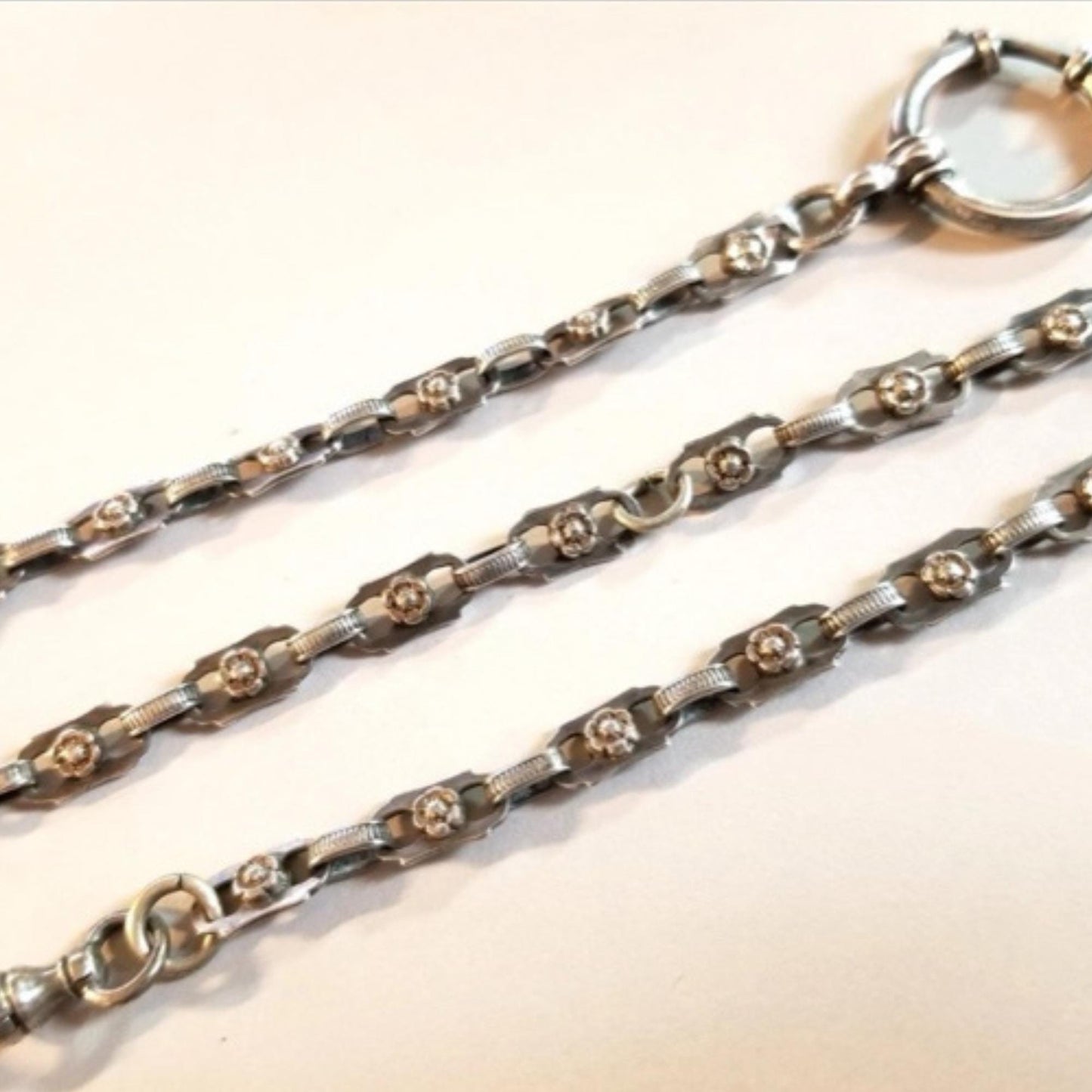 Vintage British Sterling Silver Pocket Watch Chain 14.5" – 15.4g