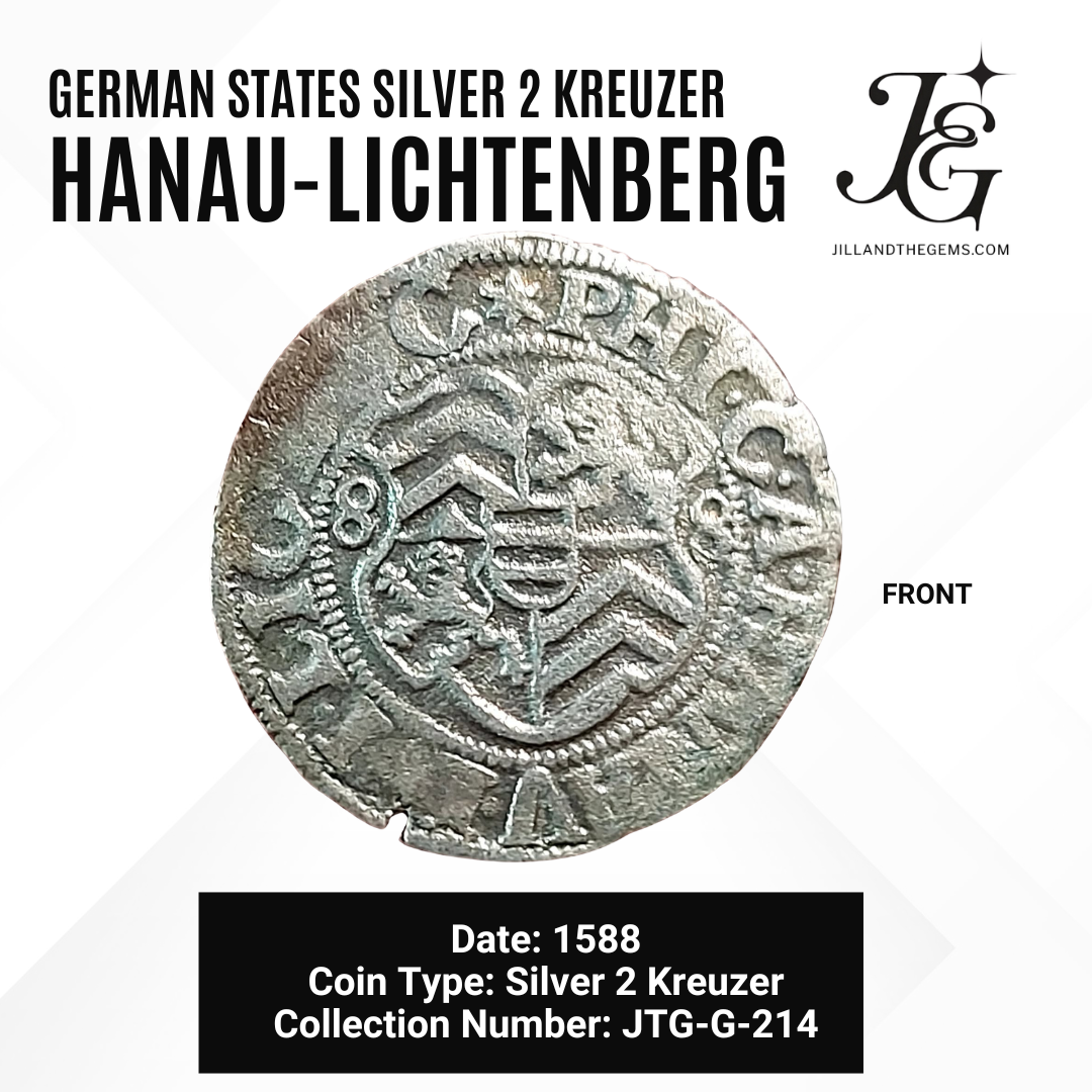 German States Silver 2 Kreuzer of Hanau-Lichtenberg (1588)