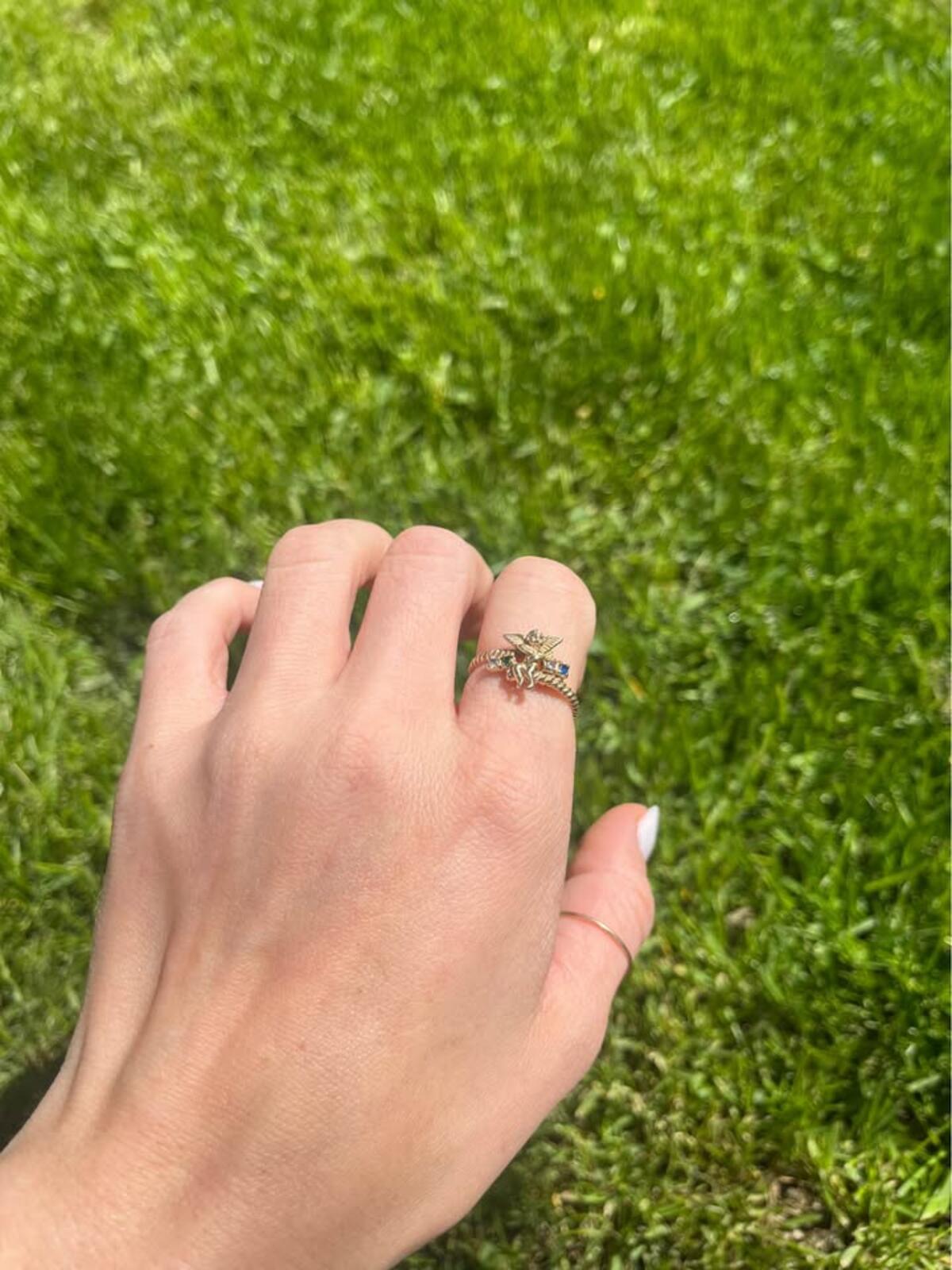 10K Yellow Gold Cherub Angel Ring - 2.70g - Size 9.5