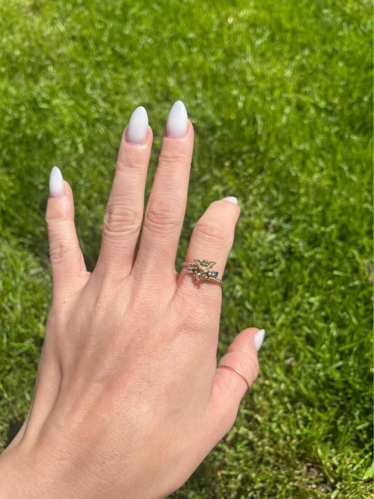 10K Yellow Gold Cherub Angel Ring - 2.70g - Size 9.5
