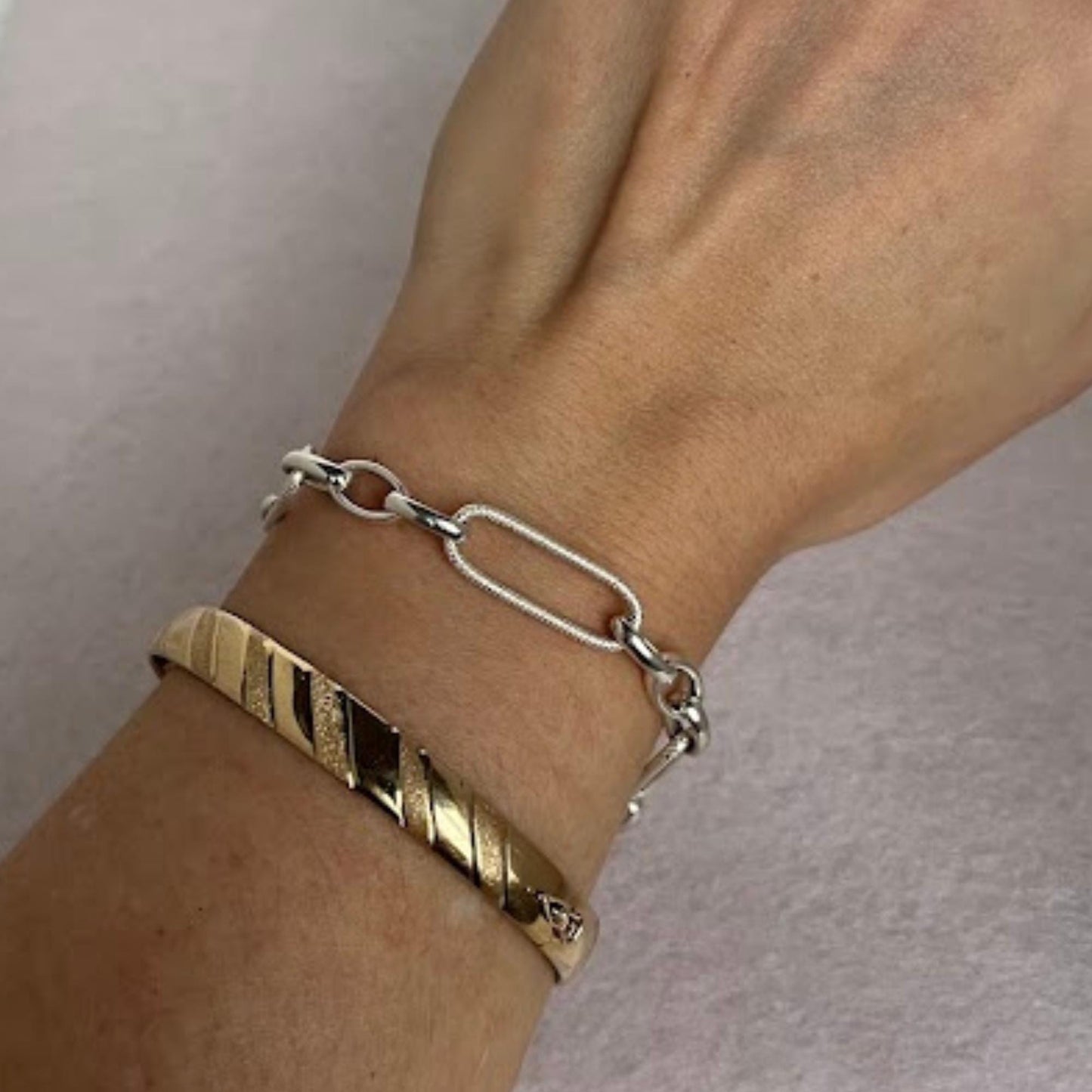 Vintage Sterling Silver Oval Link Bracelet – Lightweight Everyday Chain Bracelet