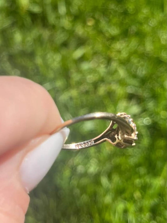 Vintage 10k Yellow Gold + CZ Heart Ring - Size 6.75