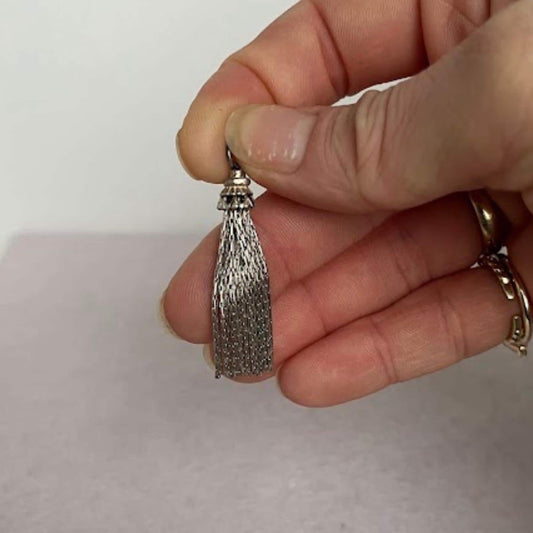 Vintage Sterling Silver Tassel Charm – Silky Movement, Multi-Use Pendant