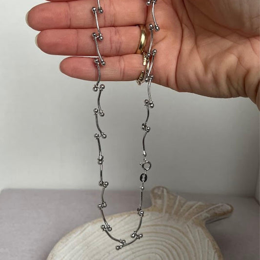 Vintage 925 Silver Industrial Link Necklace 16"