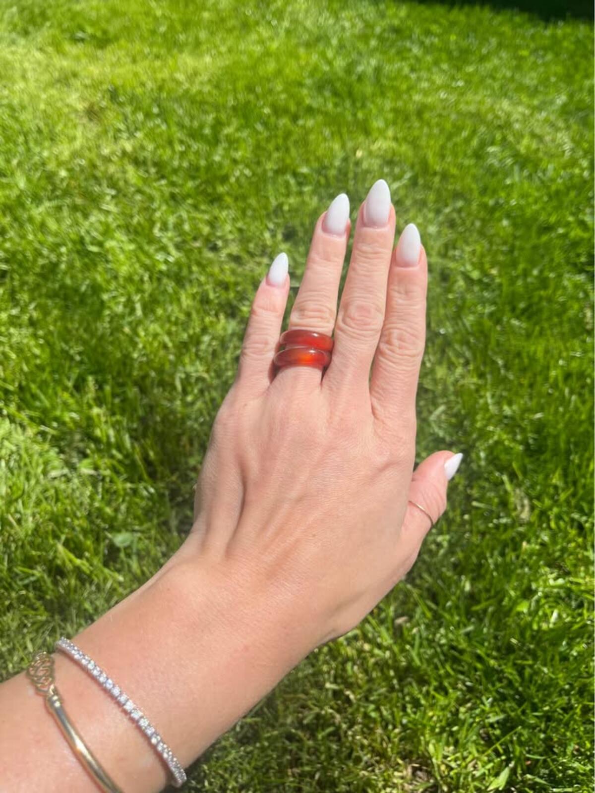 Natural Carnelian Rings - Set of 2 - Size 6 & 7.5