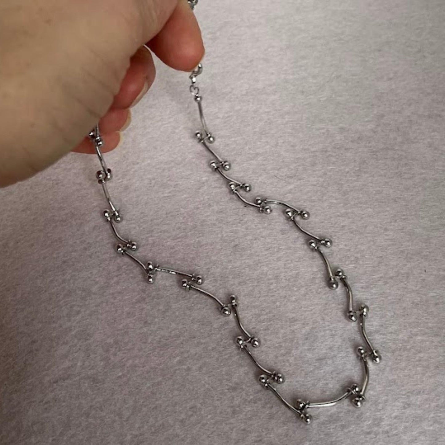Vintage 925 Silver Industrial Link Necklace 16"