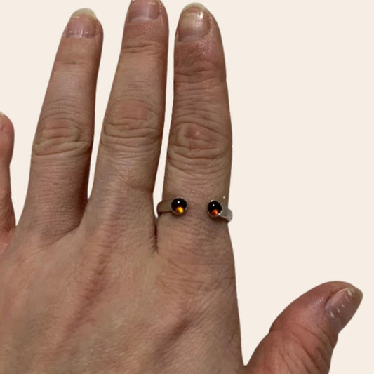 925 Silver Tourmaline Adjustable Ring – Studio Made Minimal Gemstone Band (Size 6–9)