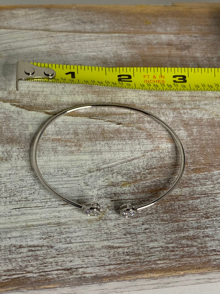 Sterling Silver Bezel Set CZ Cuff