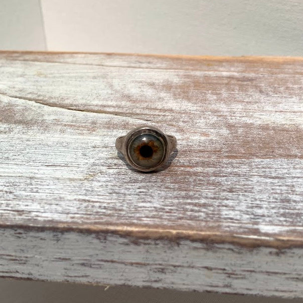 Vintage Sterling Silver Glass Eye Ring | 925 | Size 6.5 | Gothic Oddities
