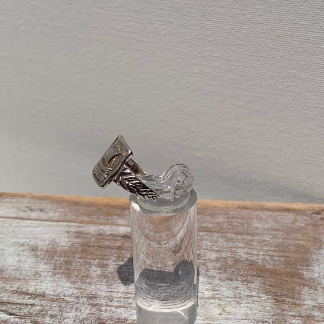 Vintage Sterling Silver Sailing Ship Signet Ring | W.B.S. | Size 6