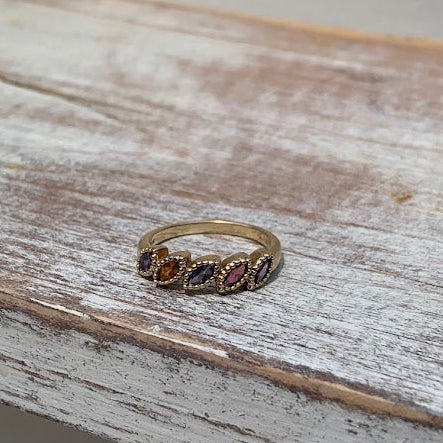 Vintage 10K Gold Multi-Gemstone Ring | 2.59g | Size 7