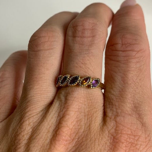 Vintage 10K Gold Multi-Gemstone Ring | 2.59g | Size 7