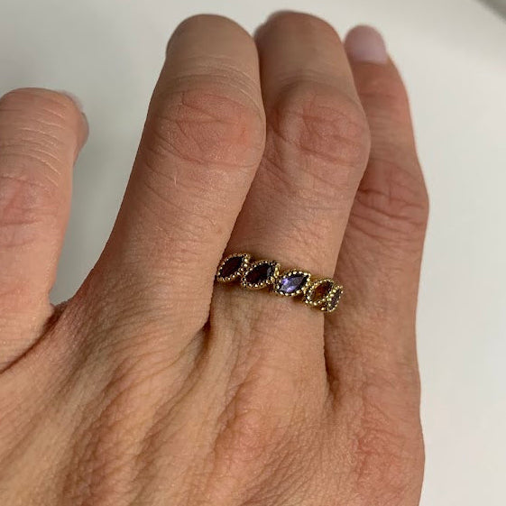 Vintage 10K Gold Multi-Gemstone Ring | 2.59g | Size 7
