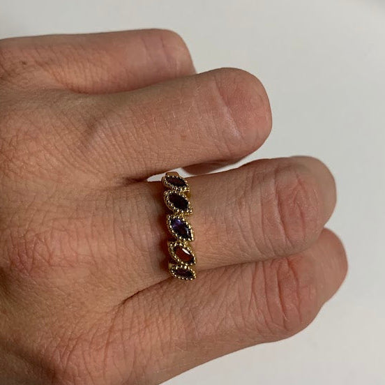 Vintage 10K Gold Multi-Gemstone Ring | 2.59g | Size 7