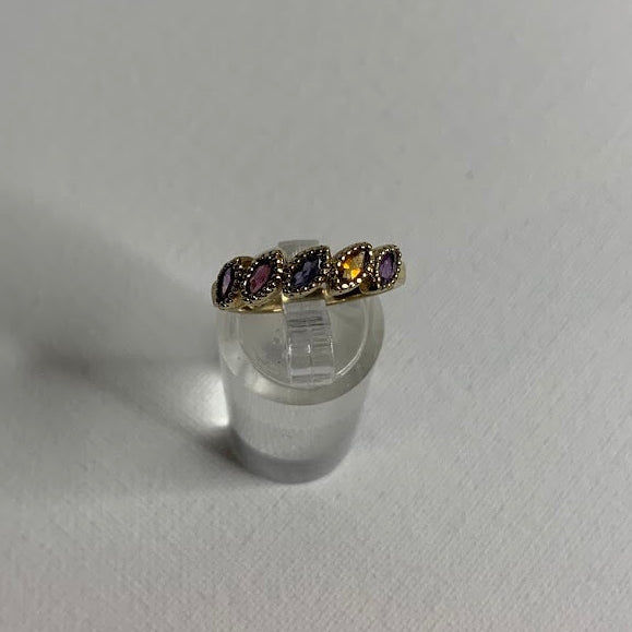 Vintage 10K Gold Multi-Gemstone Ring | 2.59g | Size 7