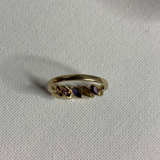 Vintage 10K Gold Multi-Gemstone Ring | 2.59g | Size 7
