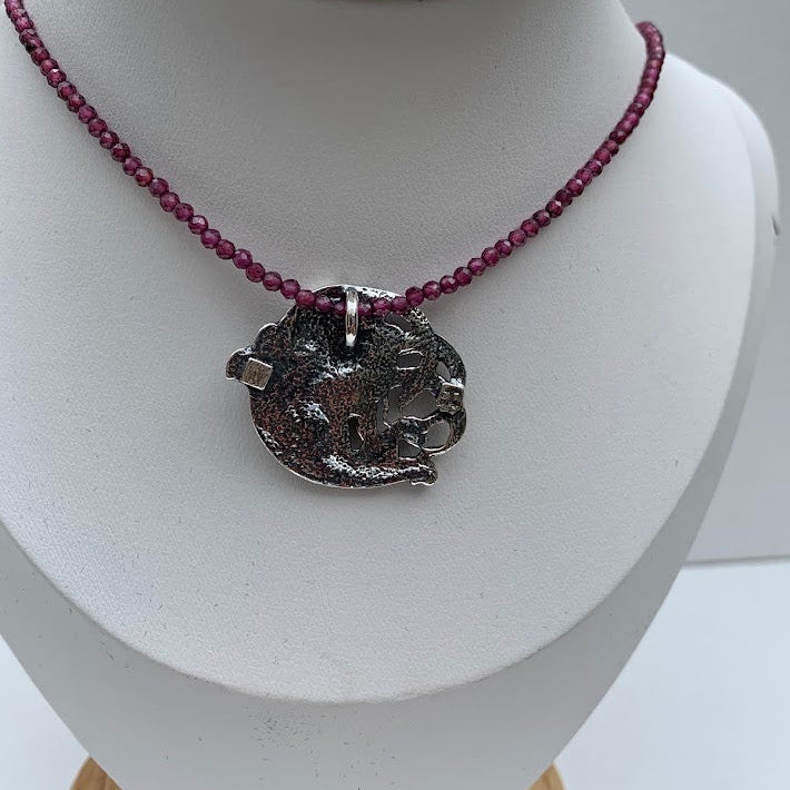 Vintage Sterling Silver Art Nouveau Style Maiden Pendant | Mucha Inspired