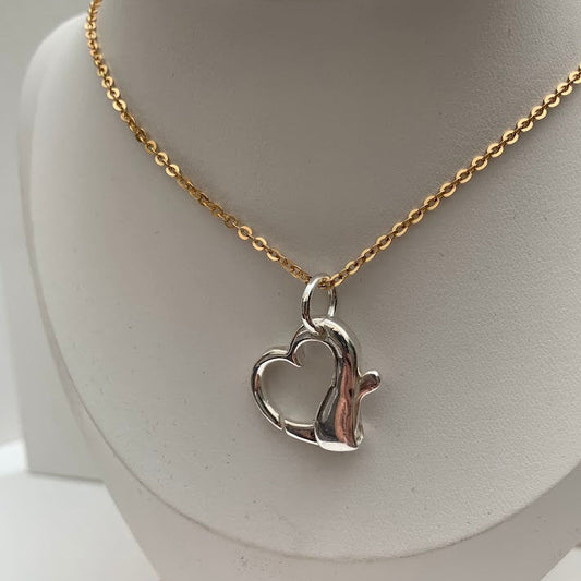 Sterling Silver Heart Charm Holder Pendant | Connector Clasp | Locking Enhancer
