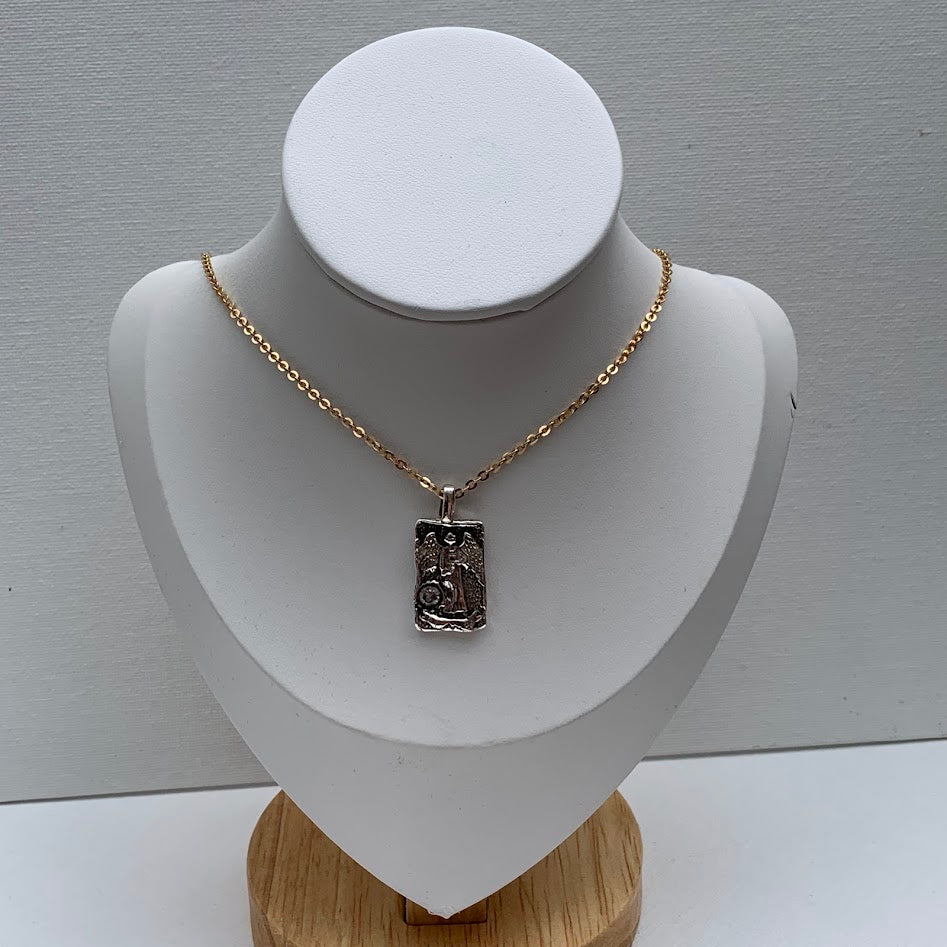 The Hermit | Handmade .999 Fine Silver Tarot-Inspired Pendant | CZ Accent