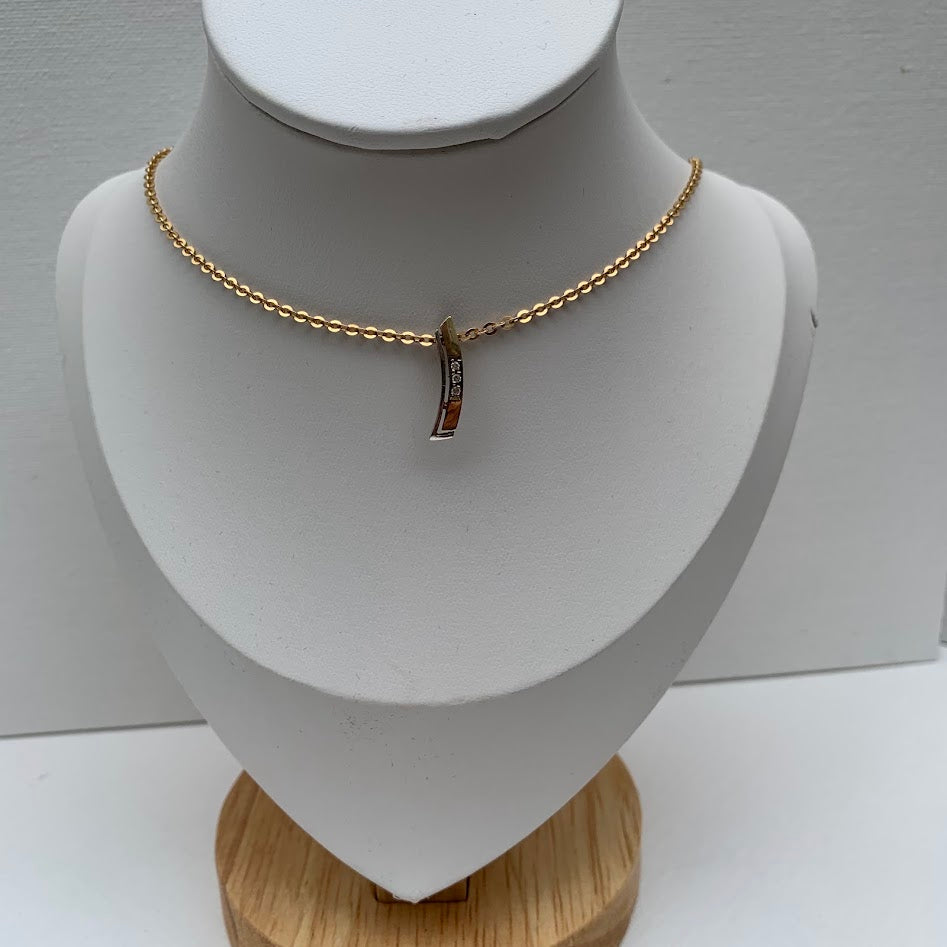 Vintage Solid 8k Gold Curved Pendant | Minimalist Bar Pendant | 333 European Gold