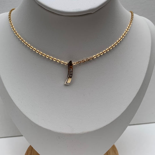 Vintage Solid 8k Gold Curved Pendant | Minimalist Bar Pendant | 333 European Gold
