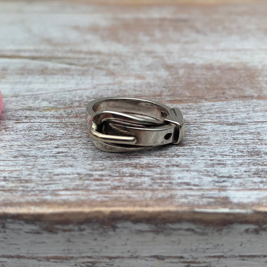 Vintage Heavy Sterling Silver Belt Buckle Ring | Size 5.75