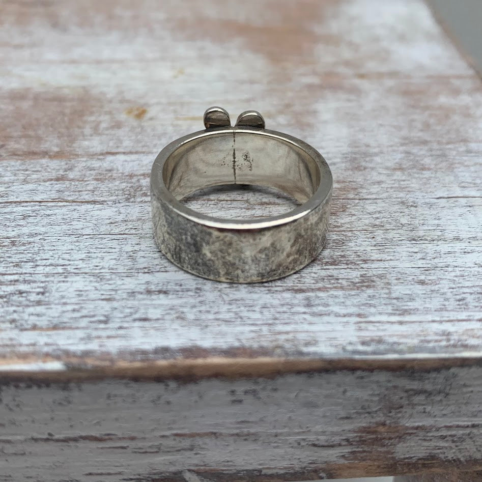 Vintage Mexico 925 Sterling Silver Flower Ring | Chunky Statement Band Size 8.5
