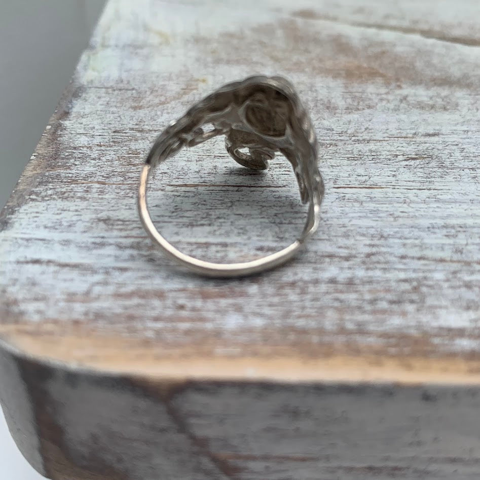 Vintage Sterling Silver Art Nouveau Maiden Ring | Size 6