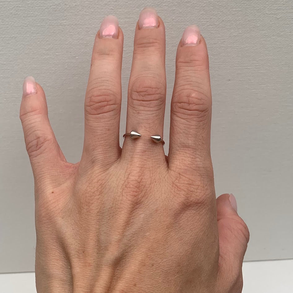Sterling Silver Spike Open Ring | Minimalist Adjustable Ring