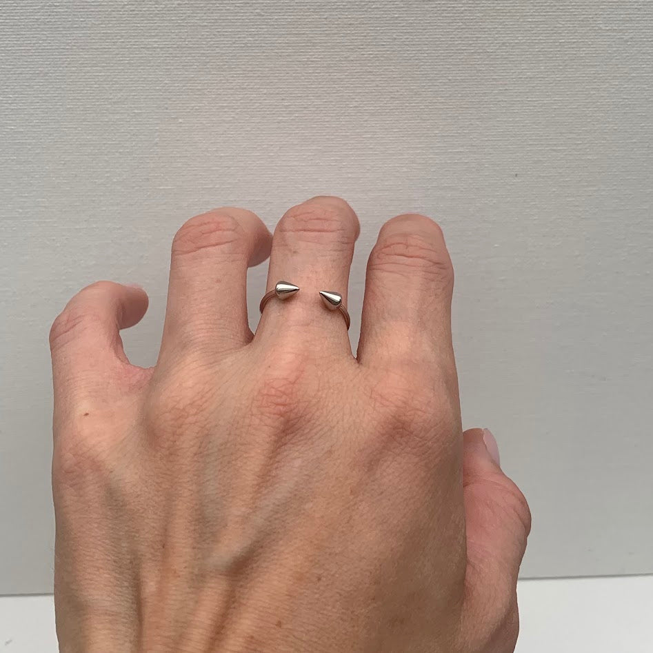 Sterling Silver Spike Open Ring | Minimalist Adjustable Ring