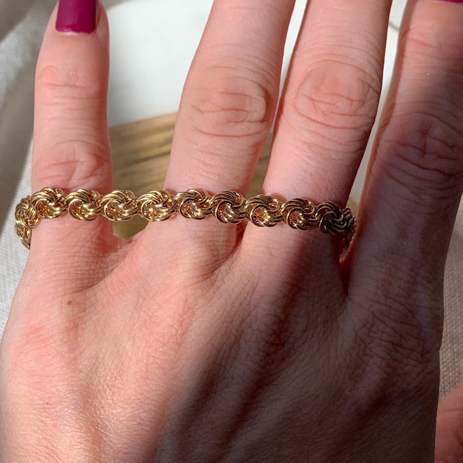 10K Gold Byzantine Style Fancy Link Bracelet | 3.7g | 7.5"