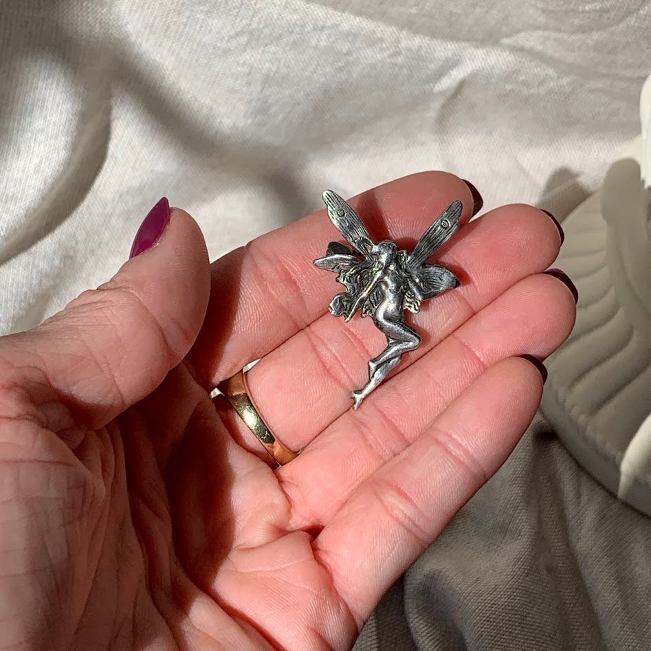 925 Sterling Silver Fairy Pin Brooch